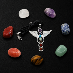 7 Chakra Tumbling Stone Box Set WING Pendant