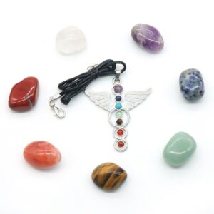 7 Chakra Tumbling Stone Box Set WING Pendant